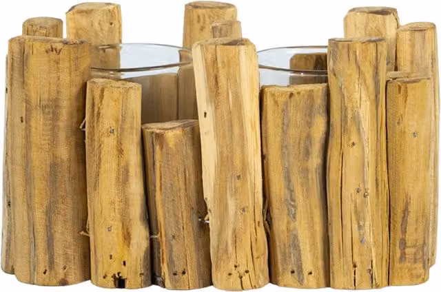 Portavelas de mesa Signes Grimalt en madera color marrón para tealight An/P/Al: 9 x 16 x 10 cm