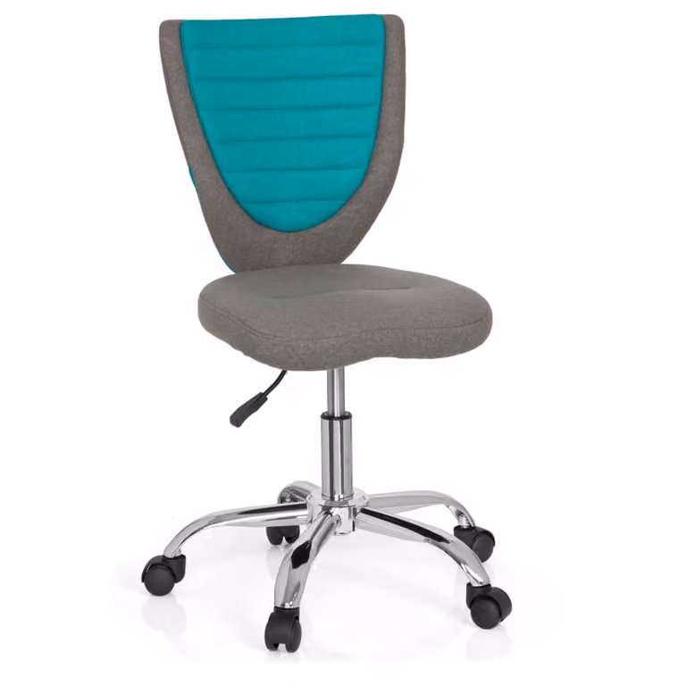 Silla giratoria para niños hjh OFFICE en tela gris y turquesa con ruedas