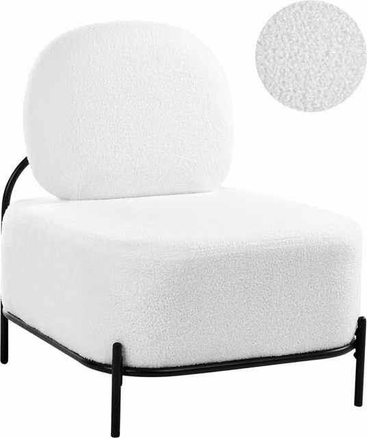 Sillón decorativo Lunde de BELIANI tapizado en bouclé blanco con estructura de metal estilo retro