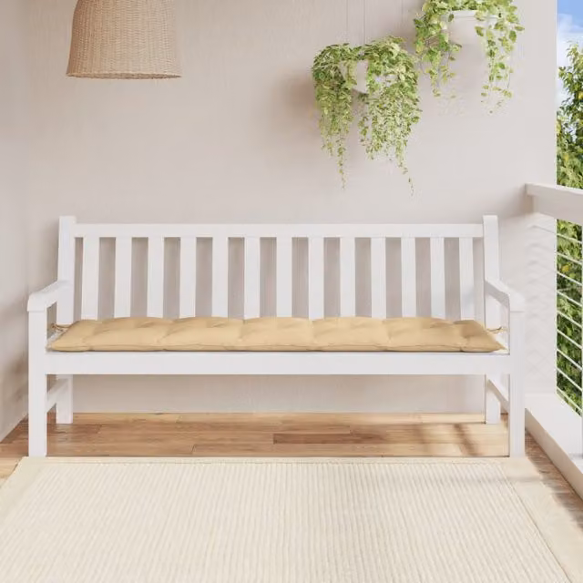 Cojín para banco de jardín SYFAX en color beige melange, resistente a los rayos UV y antideslizante, An/P/Al: 180 x 50 x 7 cm