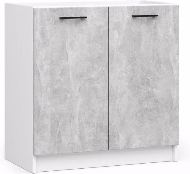 Armario de cocina para fregadero AKORD S80 Oliwia blanco y gris hormigón con 2 puertas y 1 estante An/P/Al: 80 x 46 x 82 cm