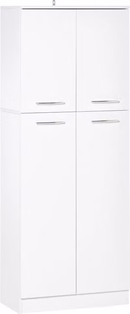 Armario alto de 2 puertas HOMCOM con estantes internos, diseño moderno para cocina o salón, color blanco, An: 59 cm, P: 31 cm, Al: 155 cm