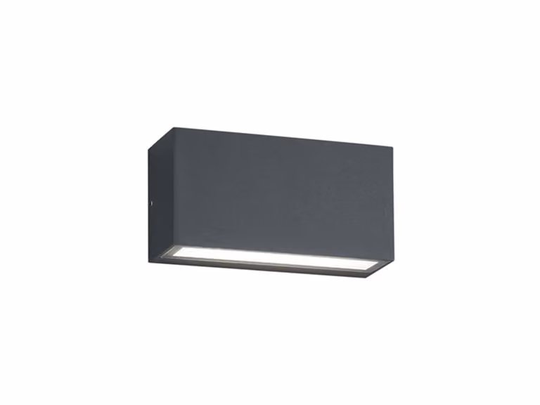 Aplique de pared LED Trio Trent para exterior, rectangular, luz blanca cálida 3000K, IP65, color blanco o antracita