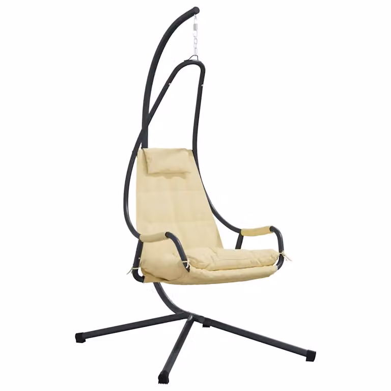 Silla huevo colgante moderna vidaXL con soporte de acero en color beige An/P/Al: 94 x 107 x 196,5 cm