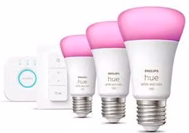 Kit de inicio Philips Hue con bombillas LED E27 en blanco y color ambiental