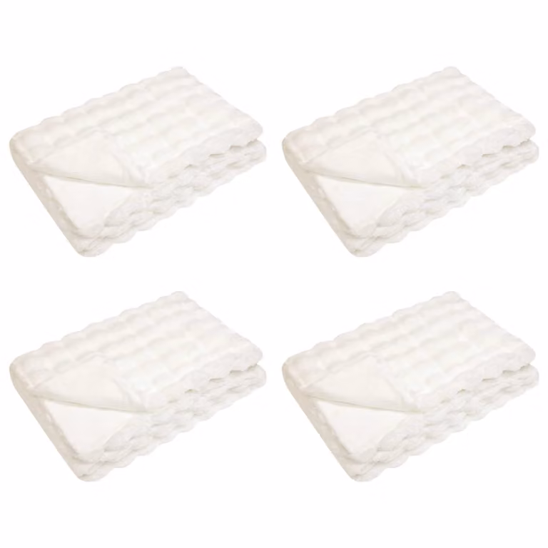 Pack de 4 mantas antideslizantes de pelo sintético Olite de vidaXL, color blanco