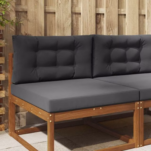 Set de 2 cojines cuadrados para sofá de exterior vidaXL en poliéster color gris antracita de 80 x 80 cm