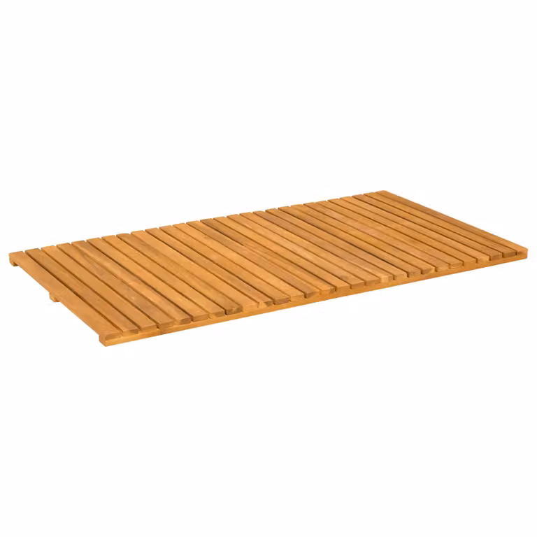 Alfombrilla de baño de madera de acacia sólida vidaXL, color marrón, An: 100 cm, An/P: 100 x 55 cm