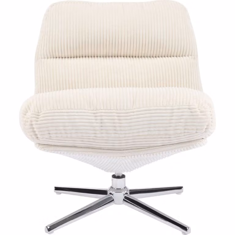 Sillón giratorio Homifab de terciopelo beige con diseño de canalé y estructura de metal