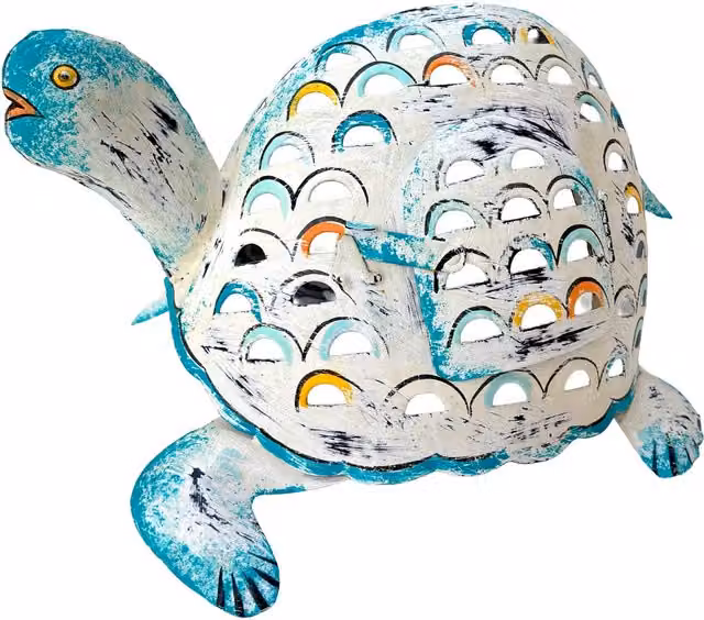 Portavelas de tortuga Signes Grimalt en color blanco, An/P/Al: 33 x 33 x 20 cm