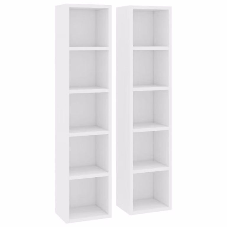 Juego de 2 estanterías para CDs Maison Chic de madera en color blanco, An/P/Al: 21 x 16 x 93,5 cm