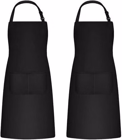 Juego de 2 delantales Lablanc para adultos con 2 bolsillos, color negro, ideales para cocina, barbacoa o jardinería