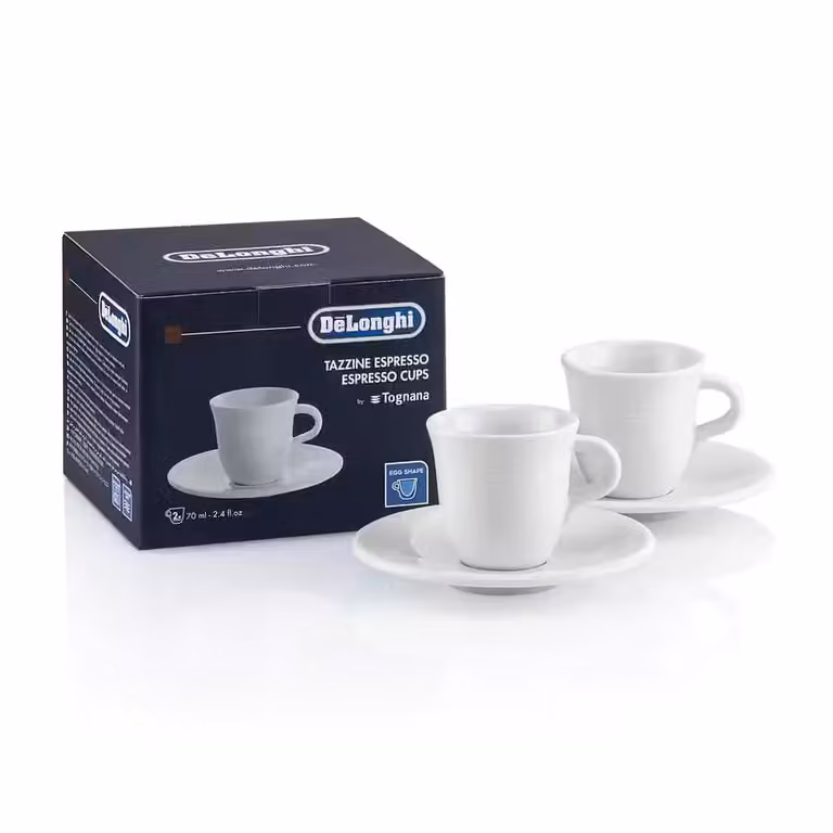 Pack de 2 tazas de porcelana blanca para espresso De'Longhi de 70 ml DLSC308