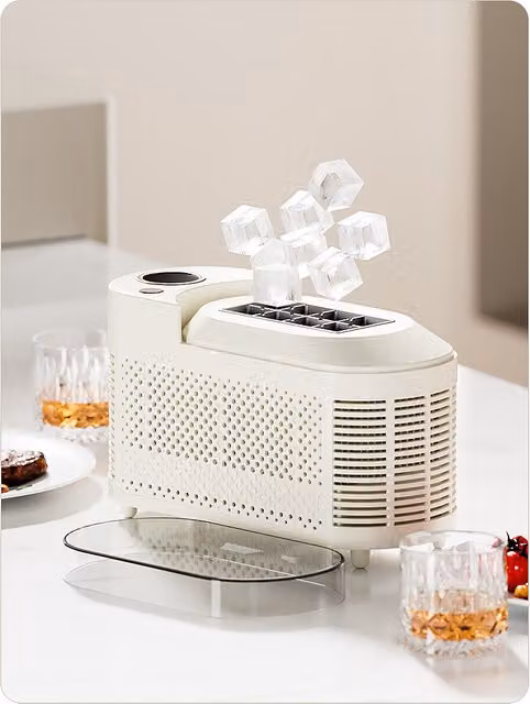 Mini Máquina de Hielo COOCHEER de 12 V en color Blanco Crema con capacidad de 1800 g, An/P/Al: 25 x 18 x 17 cm
