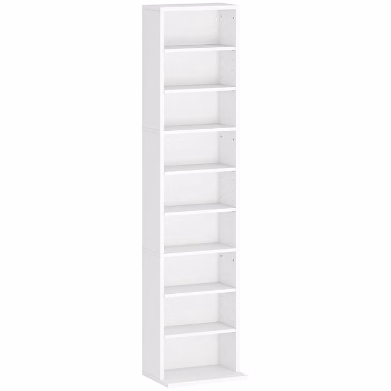 Estantería para CDs Homcom de estilo moderno en color blanco con estantes ajustables An/P/Al: 33 x 24 x 140 cm