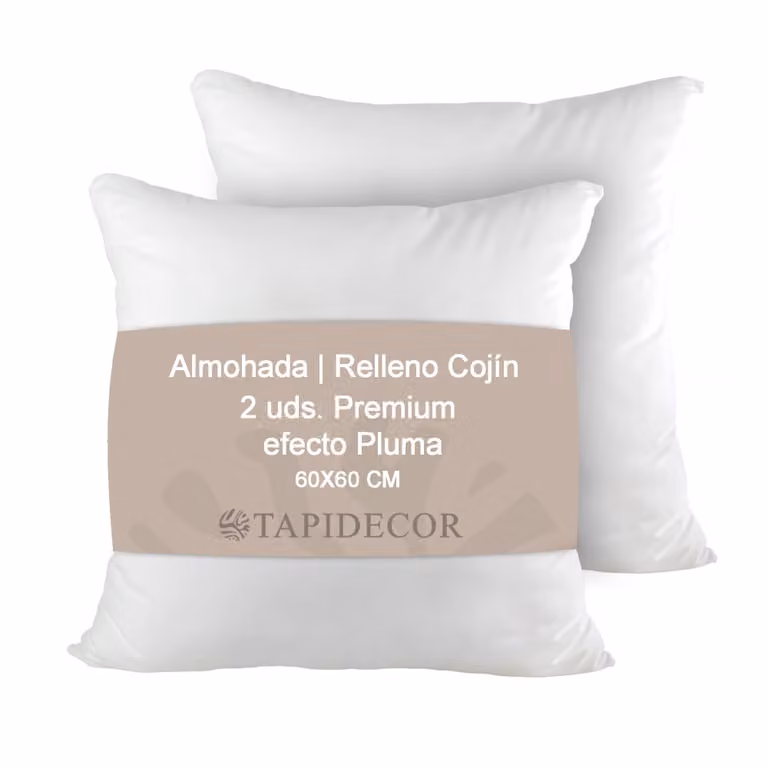 Pack de 2 rellenos de cojín efecto pluma TAPIDECOR blancos, antibacterianos y transpirables, An/An/Al: 60 x 60 x 60 cm