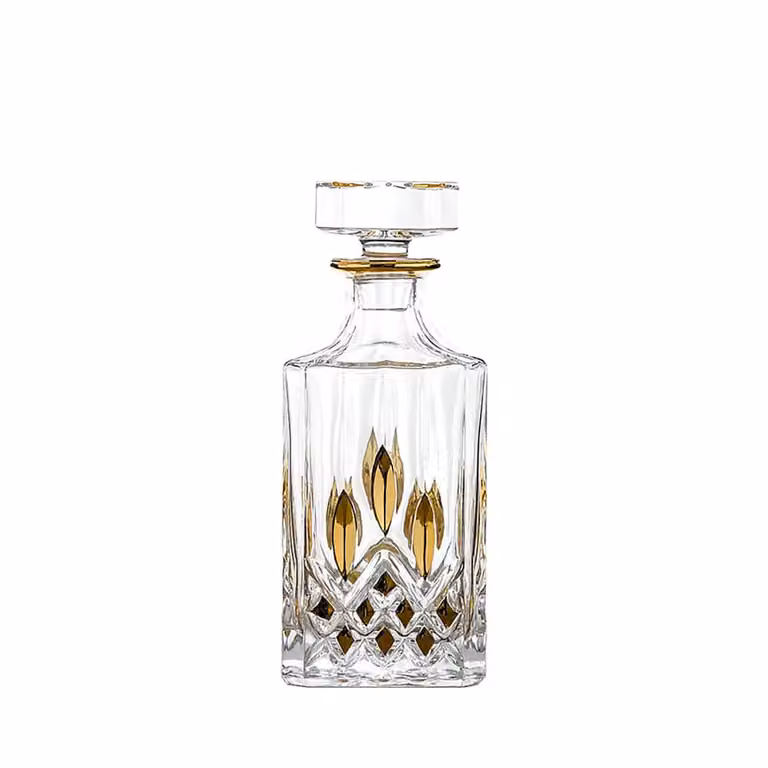 Decanter de cristal Aulica con detalles dorados y diseño geométrico, 0,7 l