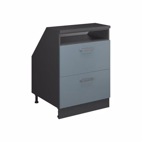 Armario de cocina para techo inclinado Vicco R-Line en color azul antracita con puertas y cajones internos, An/P/Al: 60 x 60 x 83,8 cm