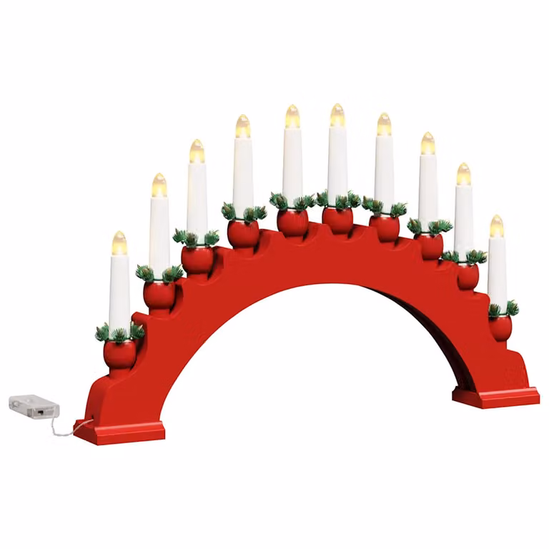 Arco de Navidad de madera vidaXL con 10 velas LED de color blanco cálido para mesa