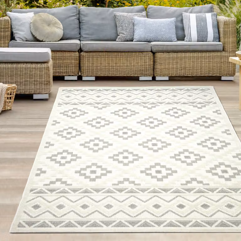 Alfombra Teppich-Traum de diseño oriental con efecto 3D y motivos geométricos para interior y exterior, color beige, An/P: 120 x 170 cm