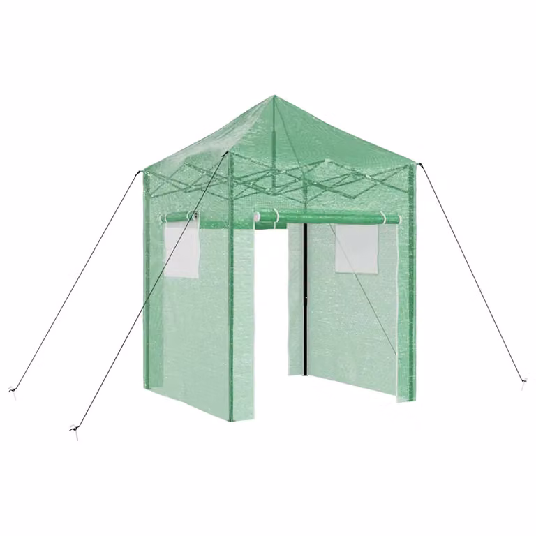 Invernadero con marco pop-up vidaXL en color verde y estructura de acero, An/P/Al: 200 x 200 x 300 cm
