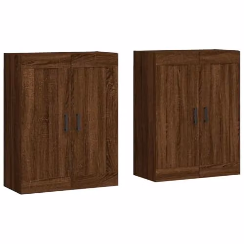 Armario decorativo de pared Helloshop26 con puertas batientes y estantes internos, color marrón roble, An/P/Al: 69,5 x 34 x 90 cm