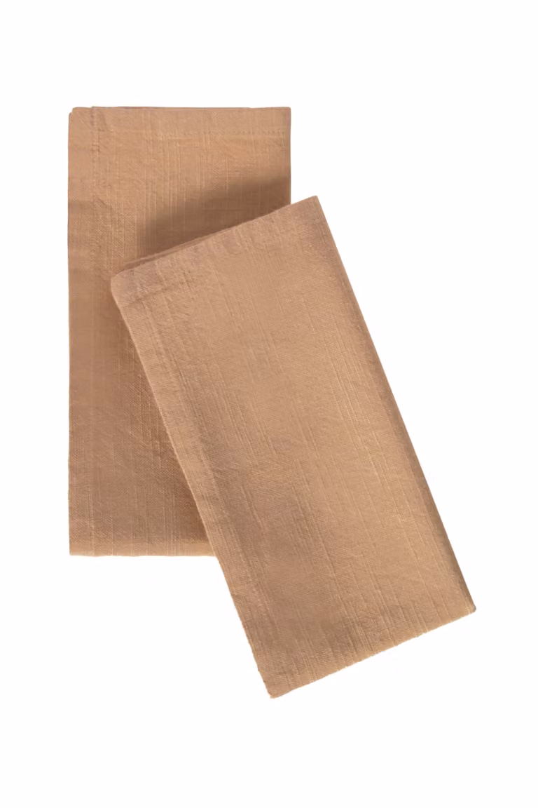 Set de 2 servilletas de algodón Calma House color beige, 45 x 45 cm