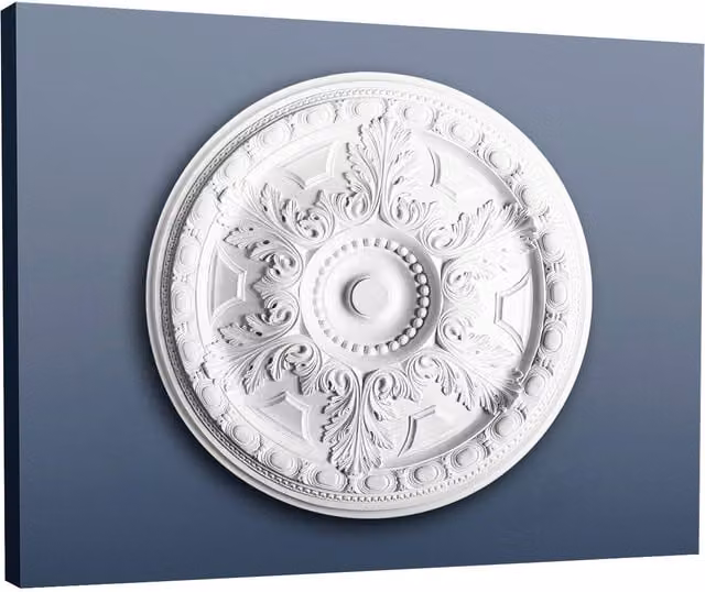 Rosetón decorativo floral Orac Decor R23 Luxxus para techo o pared, color blanco, Diámetro: 71,5 cm