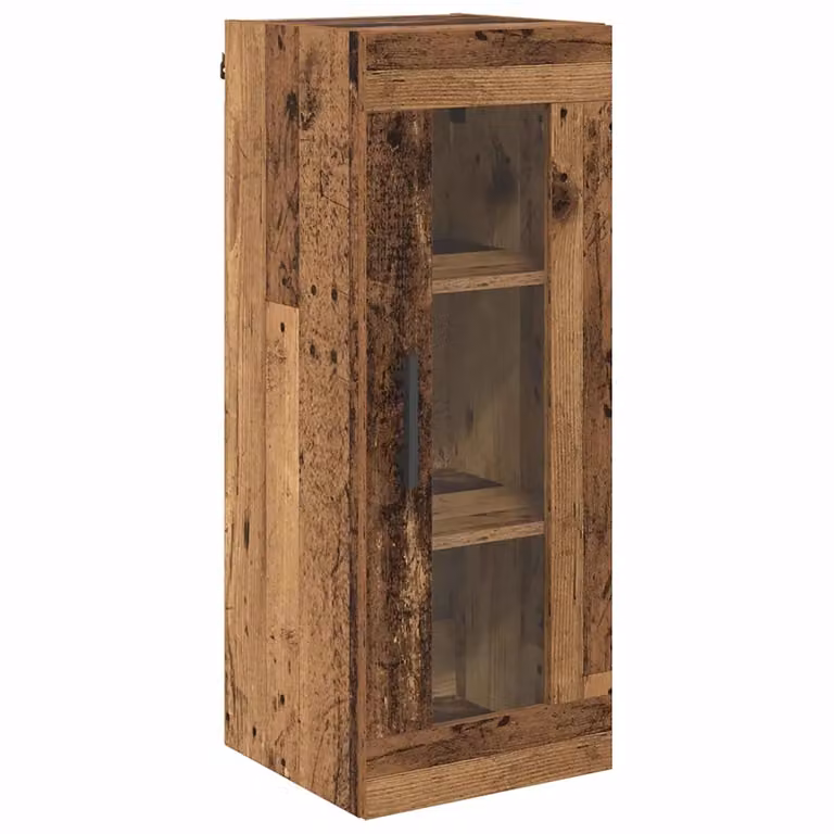 Armario de pared vidaXL de madera vieja y cristal con puertas de vidrio, color marrón, An/P/Al: 34,5 x 34 x 90 cm
