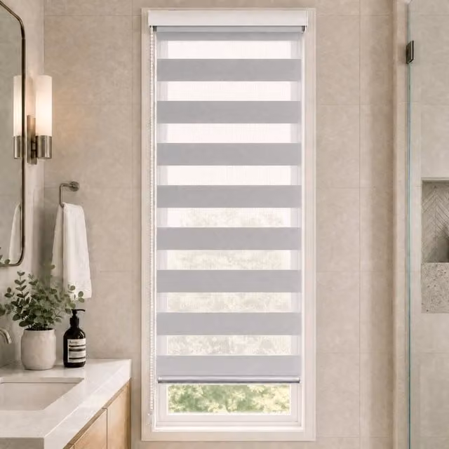 Estor doble VOUNOT de montaje sin taladro para ventanas y puertas, modelo día y noche, gris, An/P/Al: 45 x 150 cm