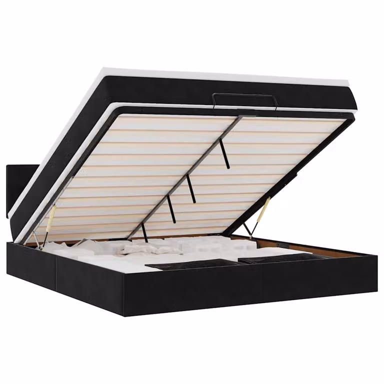 Estructura de cama otomana con colchón vidaXL tapizada en terciopelo negro de 180 x 200 cm