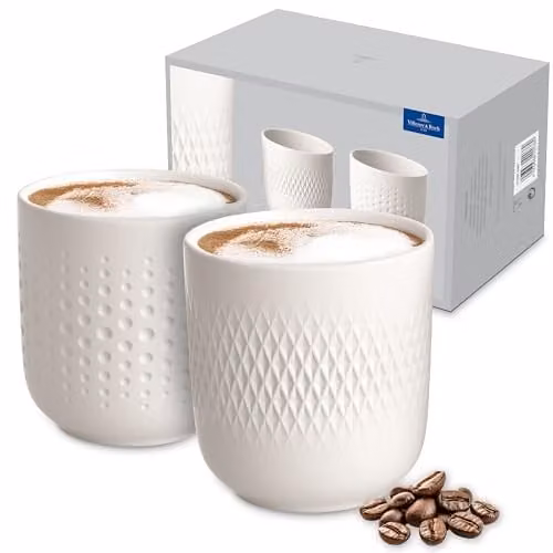 Set de 2 tazas grandes Villeroy & Boch Manufacture Collier Blanc en porcelana blanca para adultos