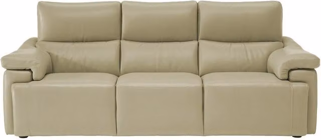 Sofá de piel de 3 plazas Natuzzi Editions Jefferson M55 con relax eléctrico y reposacabezas ajustable en color beige