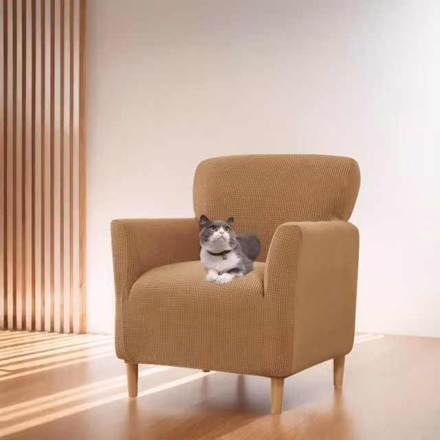 Funda de punto ultraelástica XISRENS para sillón con reposabrazos, protector resistente a manchas y pelo de mascota en colores negro o beige