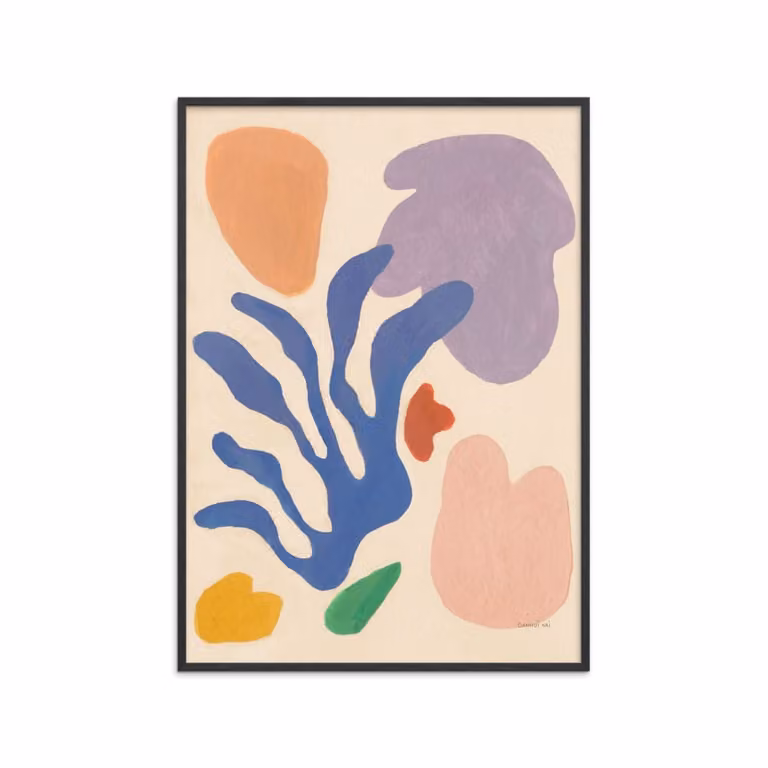 Póster abstracto Honoring Matisse Warm con marco negro multicolor, An/Al: 70 x 100 cm