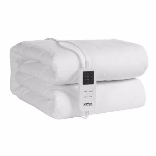 Funda de colchón eléctrica VEVOR para cama de matrimonio en tela de franela blanca, con 4 niveles de temperatura y An/P: 195 x 165 cm