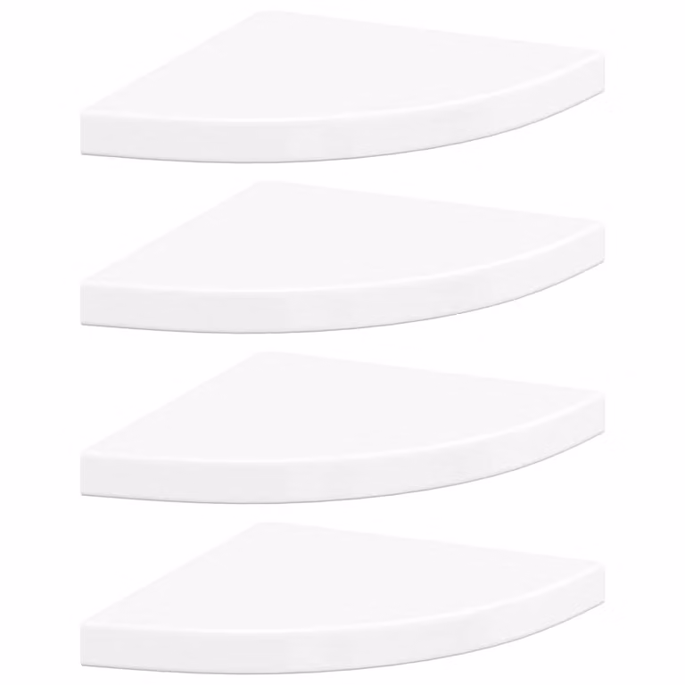 Set de 4 estantes flotantes de esquina vidaXL en MDF blanco brillo, An/P/Al: 35 x 35 x 3,8 cm