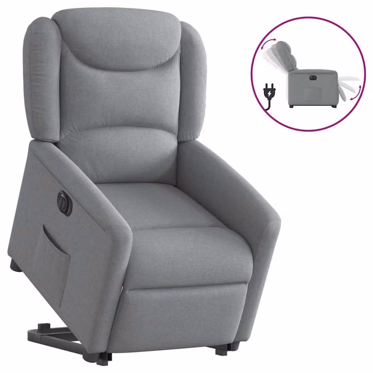 Sillón eléctrico reclinable y elevable vidaXL en tela gris claro para personas mayores