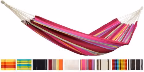Hamaca Amazonas Barbados multicolor con diseño de rayas y tela gruesa de 340 x 150 cm