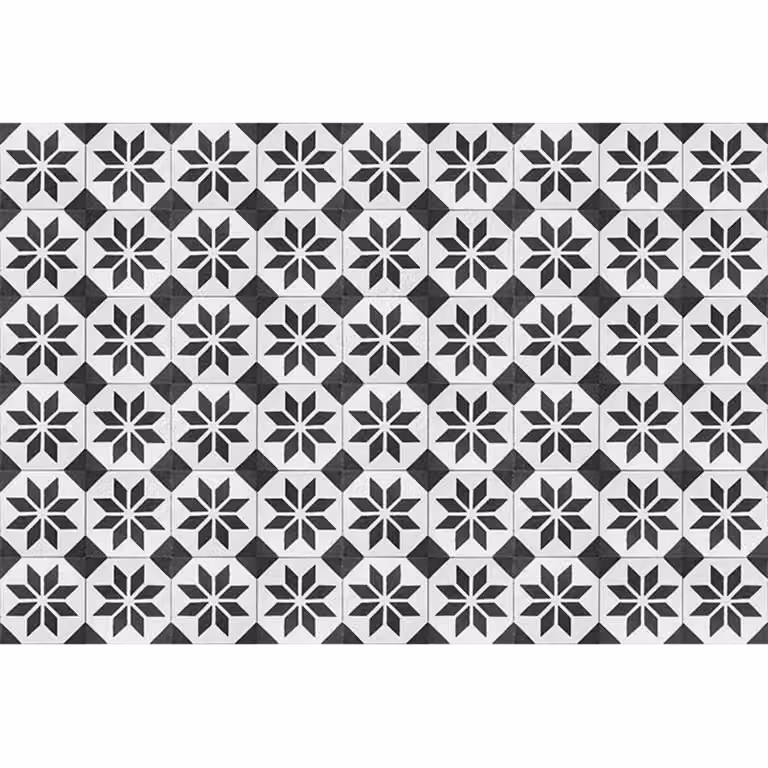 Alfombra vinílica retro negra de polipropileno, lavable y antideslizante, An/P: 143 x 97 cm