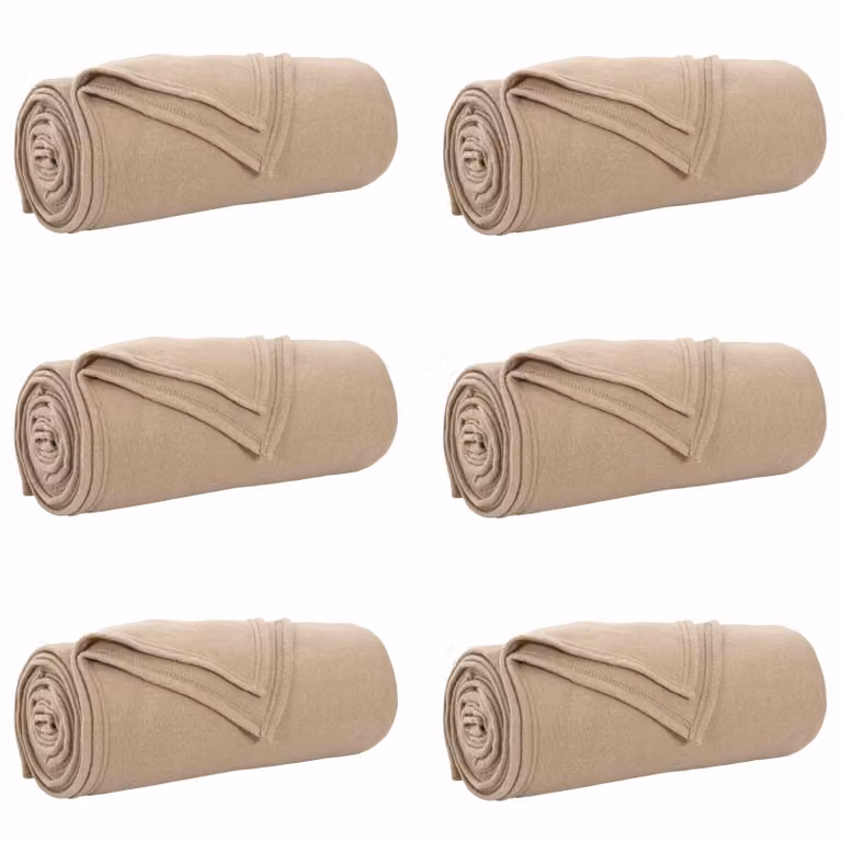 Pack de 6 mantas de sofá vidaXL de lana y vellón, color camel, An/P: 240 x 220 cm
