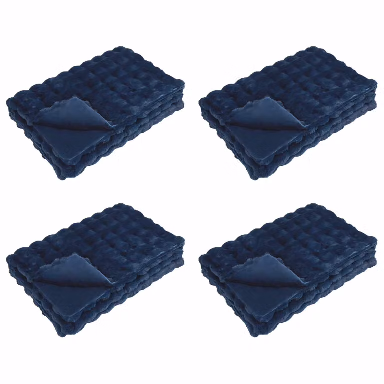 Pack de 4 mantas antideslizantes de pelo sintético azul vidaXL Olite