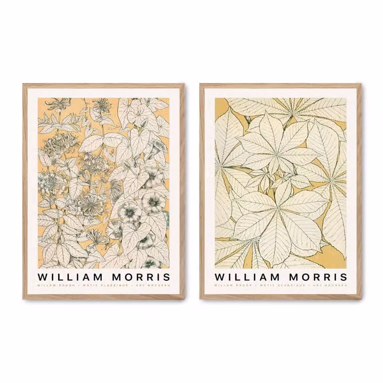 Set de 2 pósteres de ilustración floral estilo Art Nouveau de Poster Lab, multicolor, An/P: 50 x 70 cm