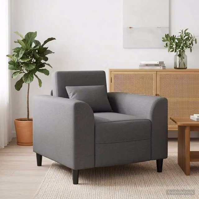 Sillón moderno de tela gris vidaXL con reposabrazos y estructura de madera