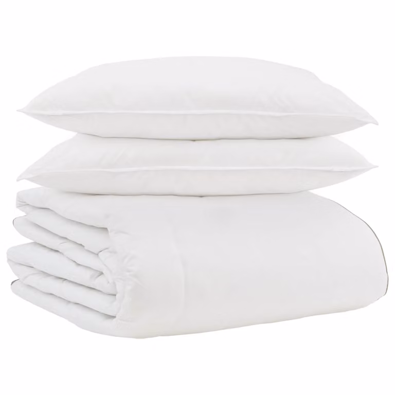 Set de 3 piezas de edredón de invierno y almohadas vidaXL de plumas de pato y algodón en color blanco