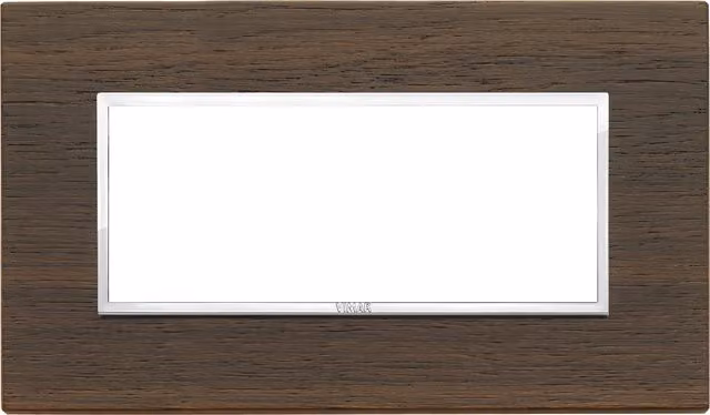Placa Vimar 21649.33 de 5 módulos en acabado Wengué color marrón con textura de piedra natural