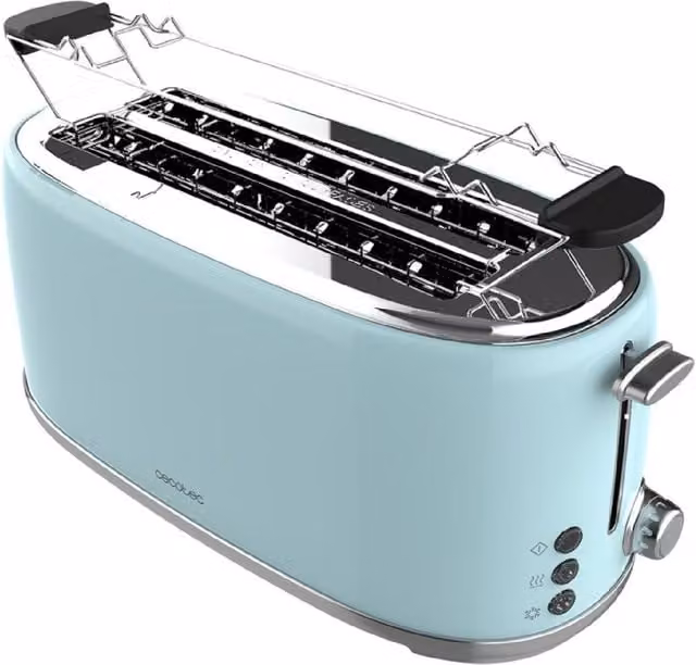 Tostadora Cecotec Toast&Taste Retro Double de 1630 W en color azul con acabado en acero inoxidable y plástico