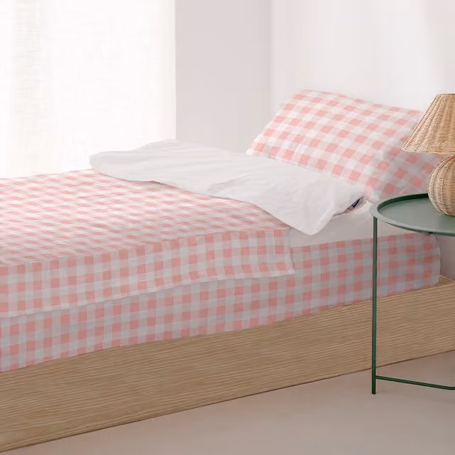 Saco nórdico infantil Vichy Basic Kids rosa de algodón An/P/Al: 90 x 200 cm