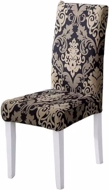 Juego de 4 fundas universales para sillas de comedor XISRENS en tejido jacquard floral, color negro clásico, elásticas y lavables