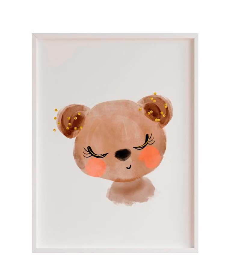 Lámina Bear Ballon de Crochetts con marco de madera blanca, An: 43 cm, Al: 33 cm